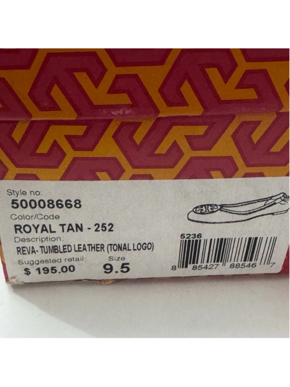 Tory Burch Reva Metallic Taupe Leather Logo Ballet Flats Gold Hardware 9.5M